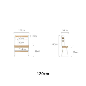 Uriel 100cm/120cm Single Office Desk/Computer Table With Cabinet/Bookcase/Drawer White & Natural Wood Color