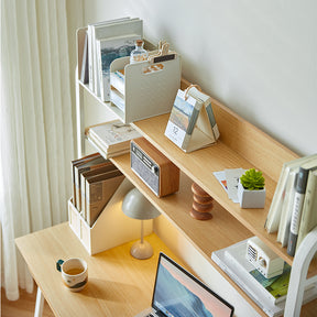 Uriel 100cm/120cm Single Office Desk/Computer Table With Cabinet/Bookcase/Drawer White & Natural Wood Color