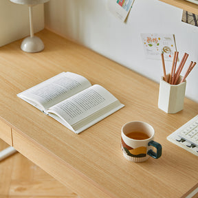 Uriel 100cm/120cm Single Office Desk/Computer Table With Cabinet/Bookcase/Drawer White & Natural Wood Color