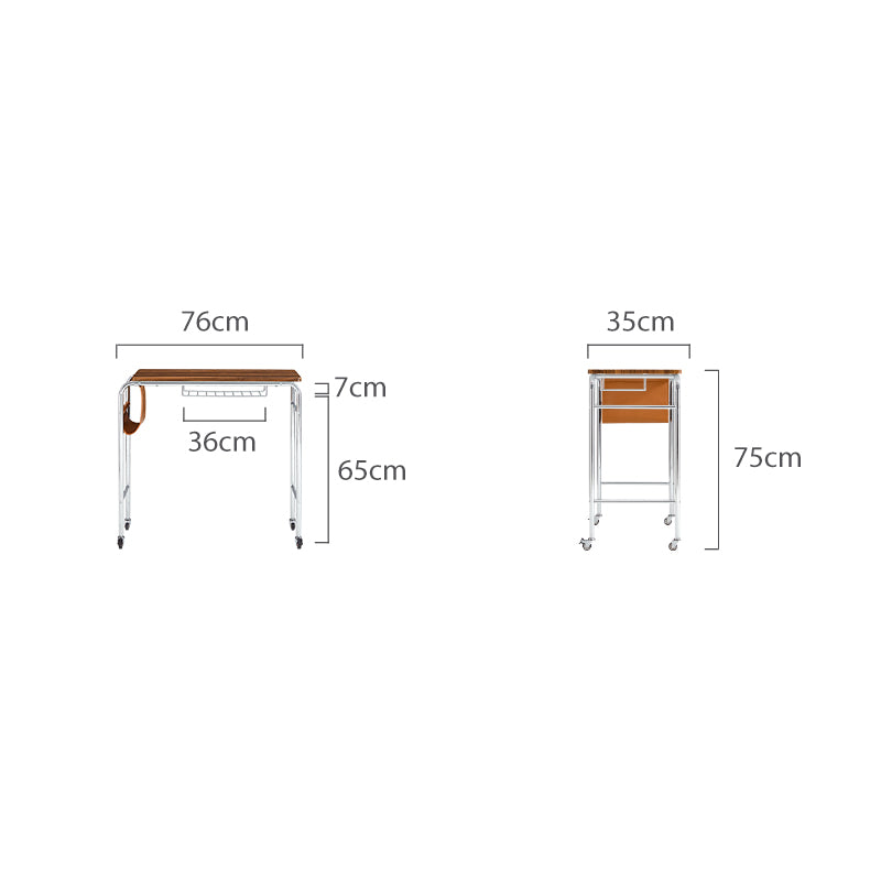 Thomasin 76cm Mobile Iron Leg Study Desk/Computer Table With Storage