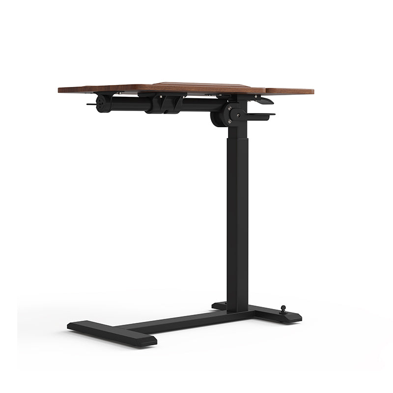 Zelda Adjustable Height Desk / Mobile Side Table With Wheel For Home Walnut Color