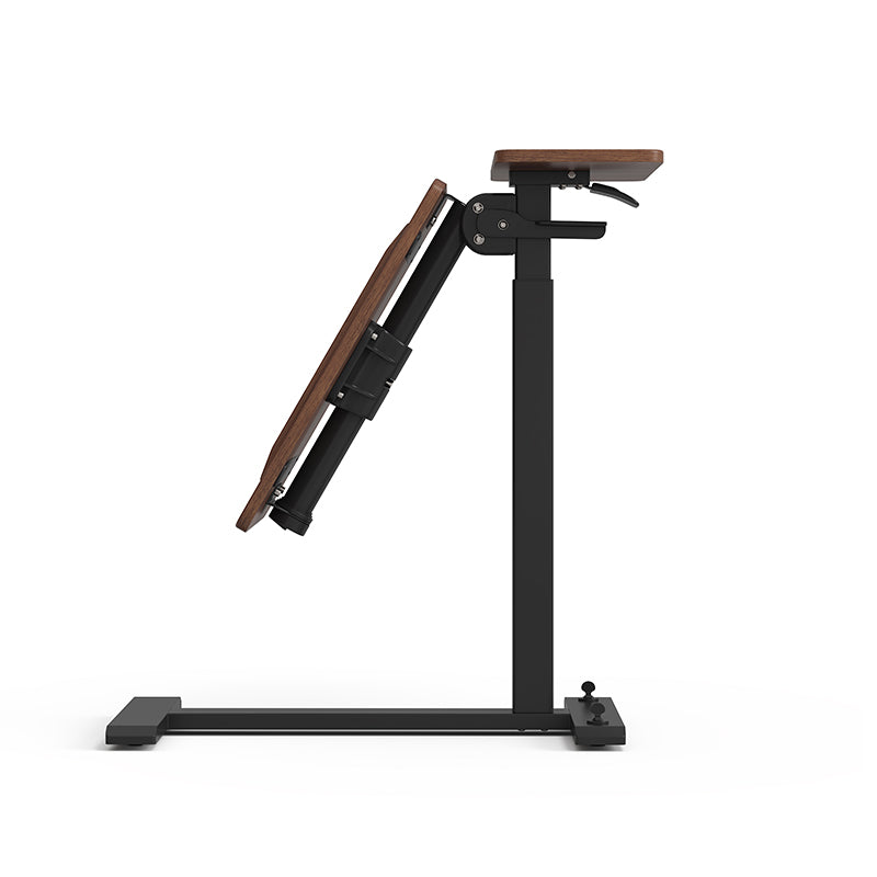 Zelda Adjustable Height Desk / Mobile Side Table With Wheel For Home Walnut Color