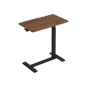 Zelda Adjustable Height Desk / Mobile Side Table With Wheel For Home Walnut Color