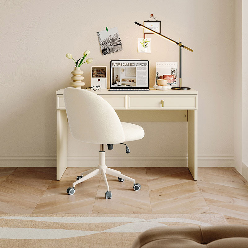 Nathaniel Single Office Desk/Computer Table Set With Drawer/Chair White