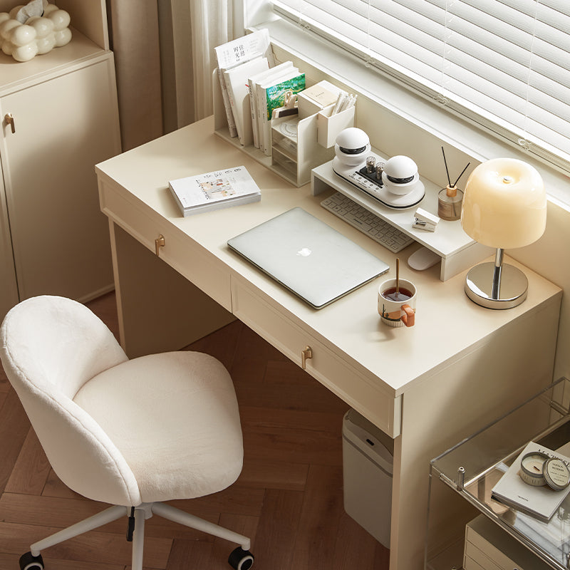 Nathaniel Single Office Desk/Computer Table Set With Drawer/Chair White