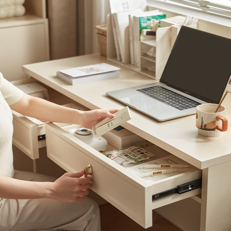 Nathaniel Single Office Desk/Computer Table Set With Drawer/Chair White
