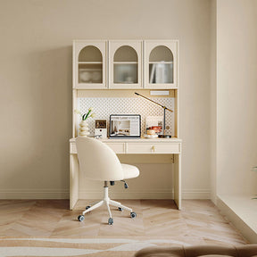 Nathaniel Single Office Desk/Computer Table Set With Drawer/Chair/Bookcase White