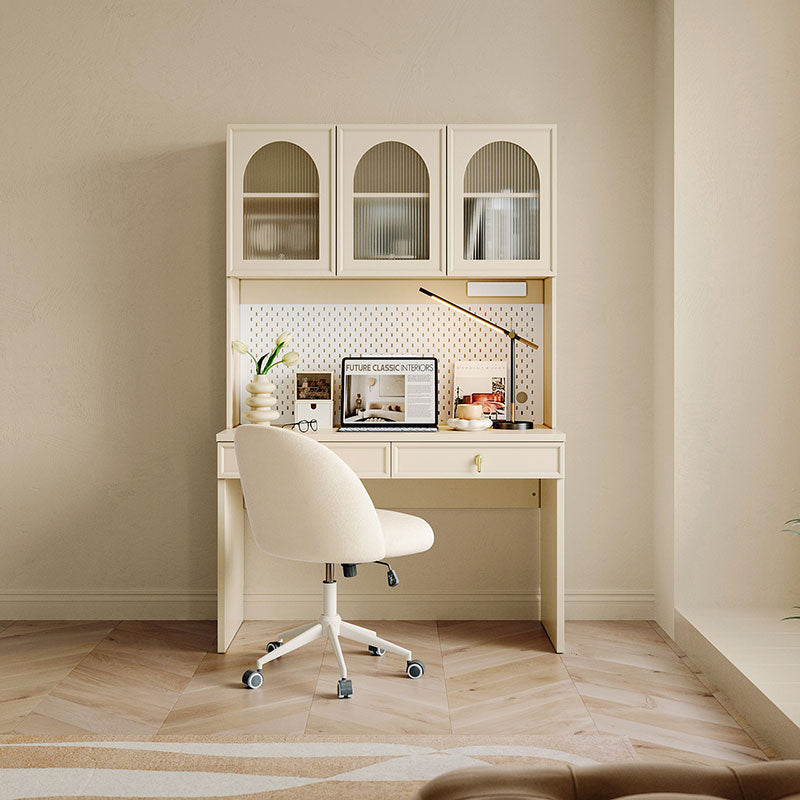 Nathaniel Single Office Desk/Computer Table Set With Drawer/Chair/Bookcase White