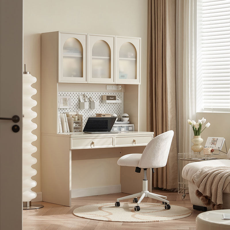 Nathaniel Single Office Desk/Computer Table Set With Drawer/Chair/Bookcase White