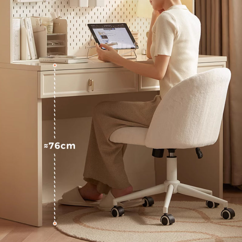 Nathaniel Single Office Desk/Computer Table Set With Drawer/Chair/Bookcase White