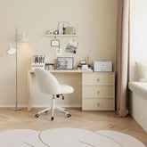 Jeffrey Single/Double Office Desk/Computer Table Set With Drawer/Chair White