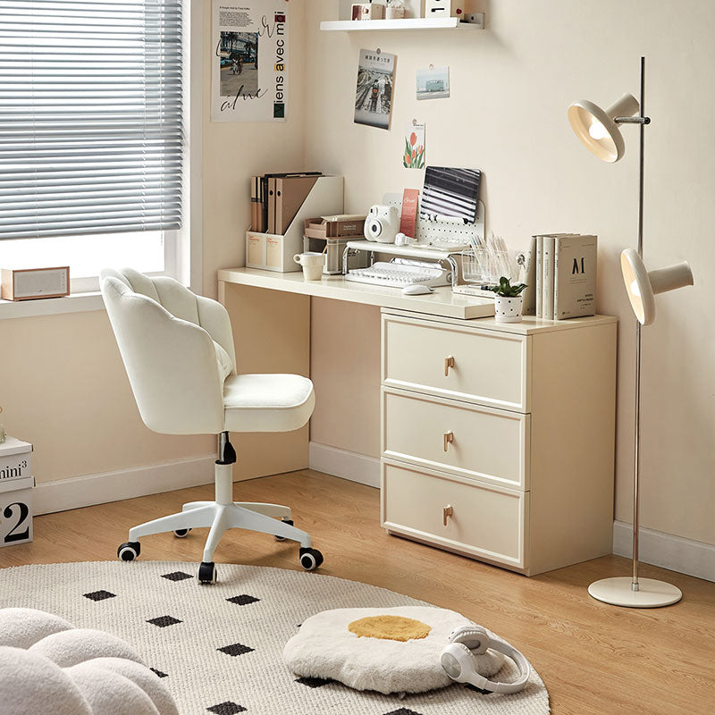 Jeffrey Single/Double Office Desk/Computer Table Set With Drawer/Chair White