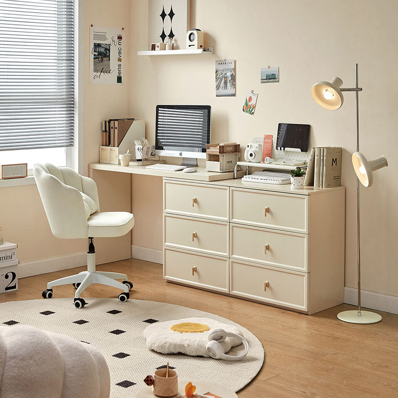 Jeffrey Single/Double Office Desk/Computer Table Set With Drawer/Chair White