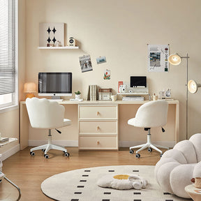 Jeffrey Single/Double Office Desk/Computer Table Set With Drawer/Chair White