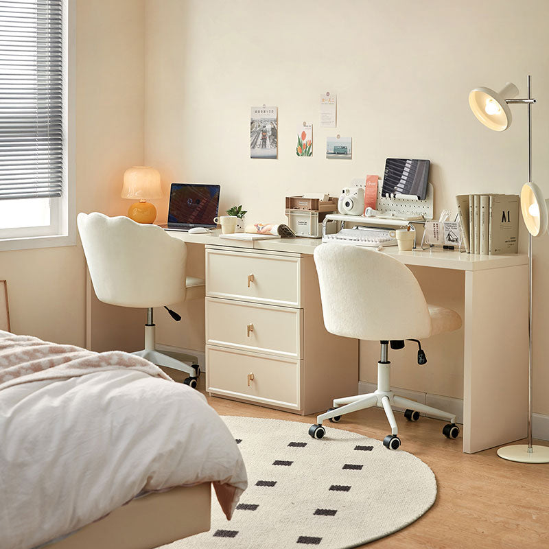Jeffrey Single/Double Office Desk/Computer Table Set With Drawer/Chair White