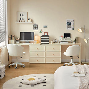 Jeffrey Single/Double Office Desk/Computer Table Set With Drawer/Chair White