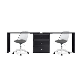 Jeffrey Single/Double Office Desk/Computer Table Set With Drawer/Chair Black