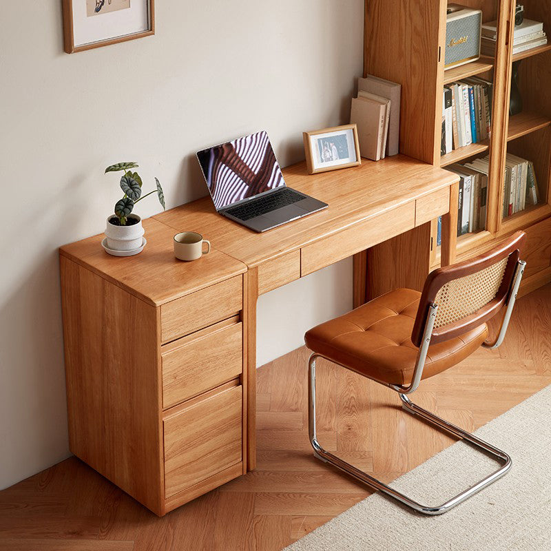 Jerry Classic Design Rubberwood Study Desk with Cabinet/Chair 0.8m/1.0m