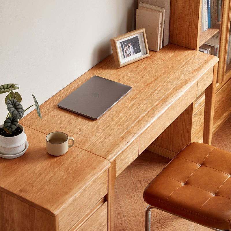 Jerry Classic Design Rubberwood Study Desk with Cabinet/Chair 0.8m/1.0m