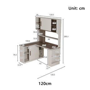 Chad 1.2m/1.4m Single Corner Office Desk/Computer Table Set Left-side Push-door Cabinet With Bookcase/Chair Multiple Color