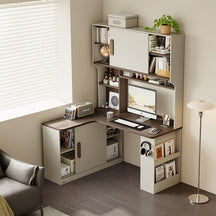 Chad 1.2m/1.4m Single Corner Office Desk/Computer Table Set Left-side Push-door Cabinet With Bookcase/Chair Multiple Color