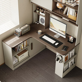 Chad 1.2m/1.4m Single Corner Office Desk/Computer Table Set Left-side Push-door Cabinet With Bookcase/Chair Multiple Color