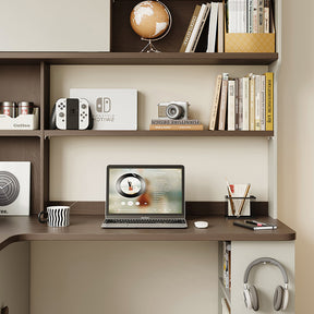 Chad 1.2m/1.4m Single Corner Office Desk/Computer Table Set Left-side Push-door Cabinet With Bookcase/Chair Multiple Color