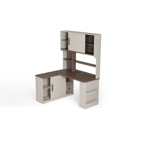 Chad 1.2m/1.4m Single Corner Office Desk/Computer Table Set Left-side Push-door Cabinet With Bookcase/Chair Multiple Color