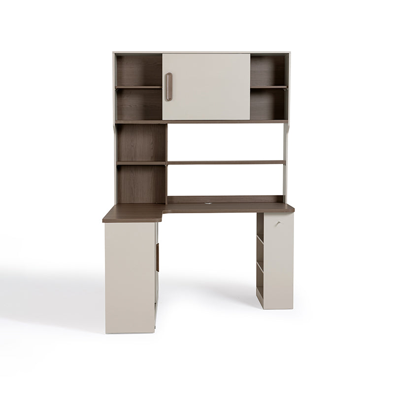 Chad 1.2m/1.4m Single Corner Office Desk/Computer Table Set Left-side Push-door Cabinet With Bookcase/Chair Multiple Color