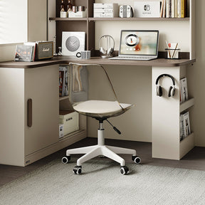 Chad 1.2m/1.4m Single Corner Office Desk/Computer Table Set Left-side Push-door Cabinet With Bookcase/Chair Multiple Color