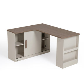 Chad 1.2m/1.4m Single Corner Storage Office Desk/Computer Table Set With Chair/Bookcase