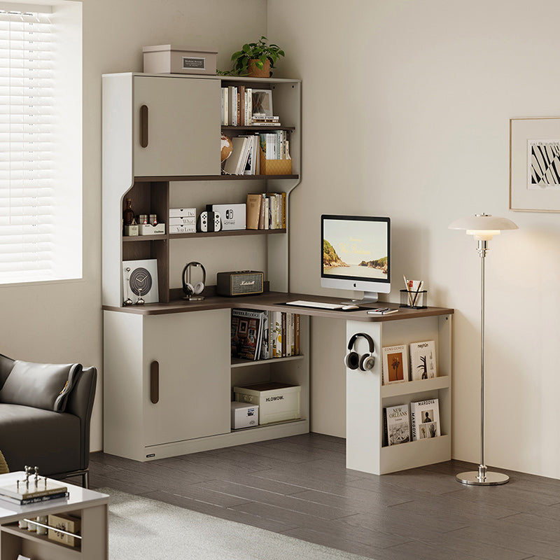 Chad 1.2m/1.4m Single Corner Office Desk/Computer Table Set Right-side Cabinet With Bookcase/Chair Multiple Color