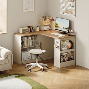 Chad 1.2m/1.4m Single Corner Storage Office Desk/Computer Table Set With Chair/Bookcase