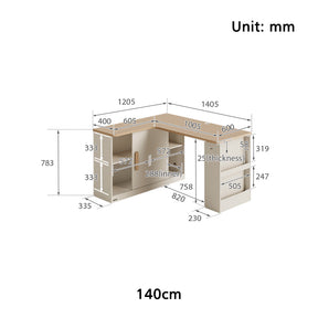 Chad 1.2m/1.4m Single Corner Storage Office Desk/Computer Table Set With Chair/Bookcase