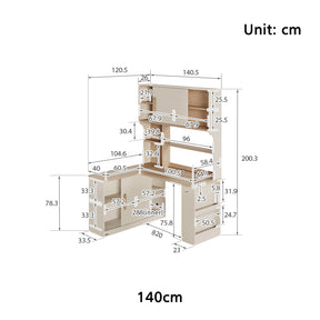 Chad 1.2m/1.4m Single Corner Office Desk/Computer Table Set Left-side Push-door Cabinet With Bookcase/Chair Multiple Color