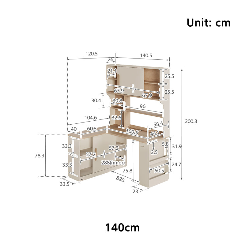 Chad 1.2m/1.4m Single Corner Office Desk/Computer Table Set Left-side Push-door Cabinet With Bookcase/Chair Multiple Color
