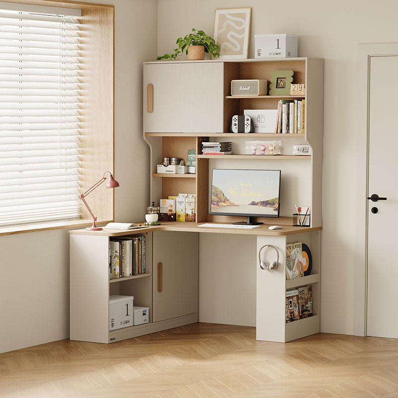 Chad 1.2m/1.4m Single Corner Office Desk/Computer Table Set Left-side Push-door Cabinet With Bookcase/Chair Multiple Color