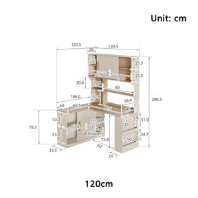 Chad 1.2m/1.4m Single Corner Office Desk/Computer Table Set Left-side Push-door Cabinet With Bookcase/Chair Multiple Color