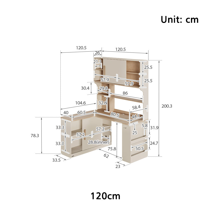 Chad 1.2m/1.4m Single Corner Office Desk/Computer Table Set Left-side Push-door Cabinet With Bookcase/Chair Multiple Color