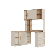 Chad 1.2m/1.4m Single Corner Office Desk/Computer Table Set Left-side Push-door Cabinet With Bookcase/Chair Multiple Color