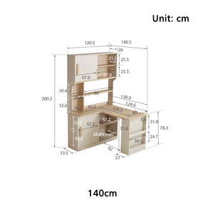 Chad 1.2m/1.4m Single Corner Office Desk/Computer Table Set Right-side Cabinet With Bookcase/Chair Multiple Color