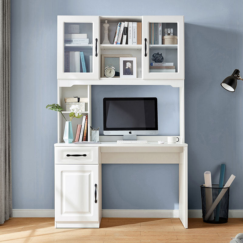 Charlotte 1.2m/1.4m Single Office Desk/Computer Table Set With Drawer/Chair/Bookcase White
