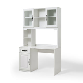 Charlotte 1.2m/1.4m Single Office Desk/Computer Table Set With Drawer/Chair/Bookcase White