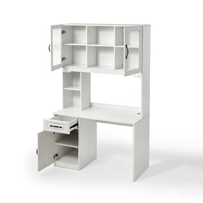 Charlotte 1.2m/1.4m Single Office Desk/Computer Table Set With Drawer/Chair/Bookcase White