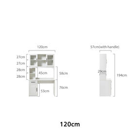 Charlotte 1.2m/1.4m Single Office Desk/Computer Table Set With Drawer/Chair/Bookcase White