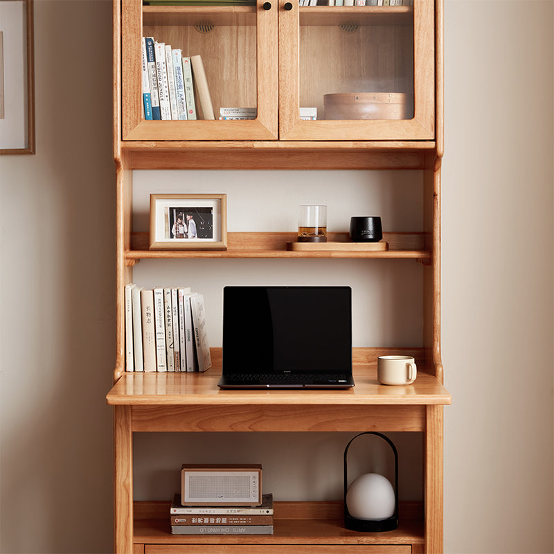 Cynthia Rubberwood Bookcase Set With Drawer/Chair/Single Desk Natural Wood
