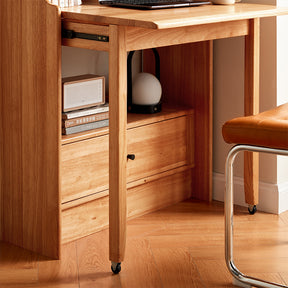 Cynthia Rubberwood Bookcase Set With Drawer/Chair/Single Desk Natural Wood