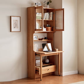 Cynthia Rubberwood Bookcase Set With Drawer/Chair/Single Desk Natural Wood