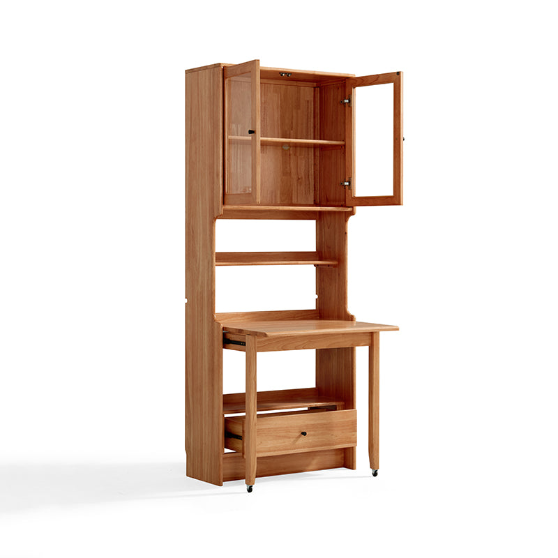 Cynthia Rubberwood Bookcase Set With Drawer/Chair/Single Desk Natural Wood