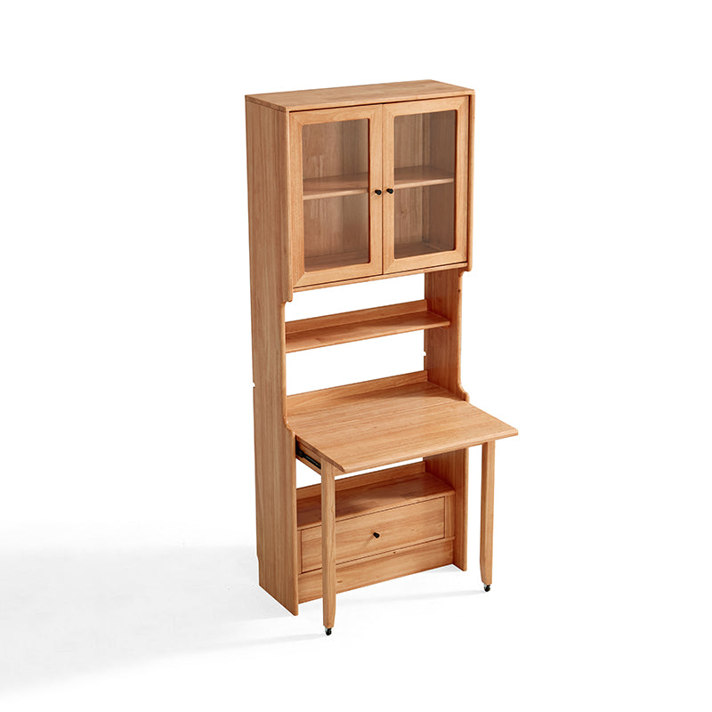 Cynthia Rubberwood Bookcase Set With Drawer/Chair/Single Desk Natural Wood